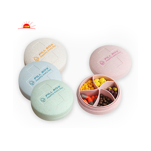 Pill box 7 days Health everyday wheat straw and PP material pill storage cases five-grid OEM colors