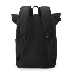 <b>Laptop</b> <b>Backpack</b> Large Capacity 20-35L Roll Top Flap Unisex Black Solid Color Business Travel <b>Backpack</b> - Product Image 3