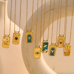 สร้อยคอจี้ไพ่ทาโรต์เคลือบทอง 14k 18k PVD บนฐานสแตนเลส 316L กันน้ำ ไม่หมอง ทันสมัย สำหรับผู้หญิง - Product Image 2
