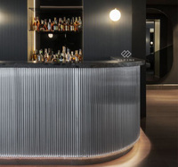 Personnalisé Moderne Éclairé En Bois Maison Marbre Rose Boisson Vin Bar Comptoir Conception De Table Restaurant Boutique Comptoir De Bar