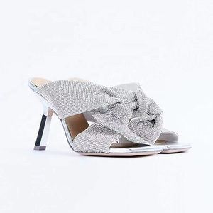 Women's Diamonds Knotted Straps Sandals High Heels Stiletto Dress <b>Mules</b> Party Wedge Thin Heeled on <b>Slippers</b> Shoes - Product Image 5