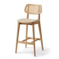 Tabouret de bar moderne en bois avec assise en contreplaqué finition teintée pour îlot de cuisine ou café