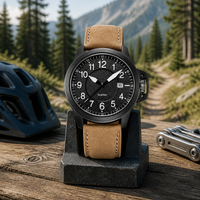 Montre à quartz multifonction vintage pour homme, boîtier en acier inoxydable, bracelet en cuir véritable, montre-bracelet pour homme pour le quotidien et les affaires, OEM disponible
