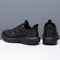 Chaussures de course en cuir PU noir pour hommes, imperméables, antidérapantes, baskets athlétiques, chaussures de sport décontractées pour l'extérieur, chaussures de marche