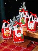 Boîtes à bonbons en gros, boîtes à bonbons imprimées créatives avec un Père Noël rouge mignon et un élan, emballages cadeaux pour la veille de Noël, boîtes d'emballage pour pommes