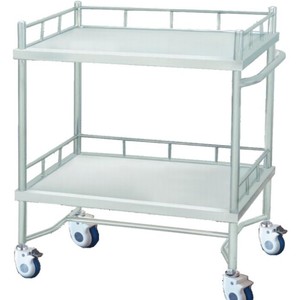 Carrito de Acero Inoxidable MJ01-A de 2 Niveles con 4 Ruedas, Mueble de Hospital de Diseño Moderno, Carrito Médico Multifuncional - Product Image 1
