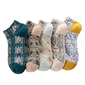 Estilo britânico retro barco meias nicho arte palácio porto relevo étnico tubo curto tripulação do mulheres malha técnica flores Design - Product Image 5