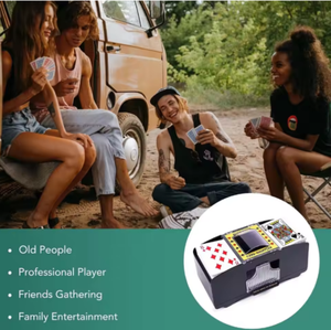 Rareidel Mélangeur <span class=keywords><strong>de</strong></span> cartes électrique pour casino, distributeur automatique <span class=keywords><strong>de</strong></span> cartes à 2 jeux pour jeux <span class=keywords><strong>de</strong></span> cartes à domicile <span class=keywords><strong>UNO</strong></span> Texas Hold'em, alimenté par batterie - Product Image 4