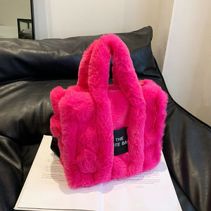 Bolso Tote Grande de Piel Sintética para Mujer, Estilo Coreano, de Moda Otoño-Invierno, Bolso de Hombro Cruzado de Felpa - Product Image 4