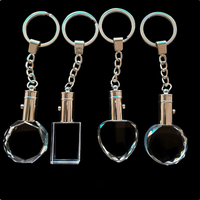 Porte-clés en cristal K9 vierge en gros avec lumière LED, poli, en forme de cœur ou de disque rond, cadeau souvenir pour gravure laser 3D personnalisée DIY
