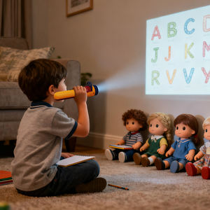 Lampe torche de projection pour jeu de rôle d'enseignant pour enfants avec contenu éducatif et poupées pour inspirer <span class=keywords><strong>la</strong></span> <span class=keywords><strong>motivation</strong></span> à l'apprentissage - Product Image 1