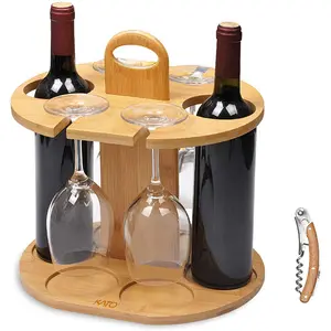 クリエイティブな家庭用ワインボトル棚とワイングラス逆さま竹木製ラック木製ワインホルダー