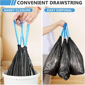 ถุงขยะขนาด 4 แกลลอน แบบมีเชือกรูด สีดำ ถุงขยะขนาดเล็ก ไม่มีกลิ่น สำหรับใส่ถังขยะ - Product Image 2