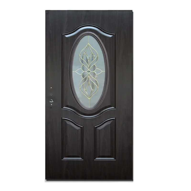 American style white&walnut 6 panel and egg design hollow metal door