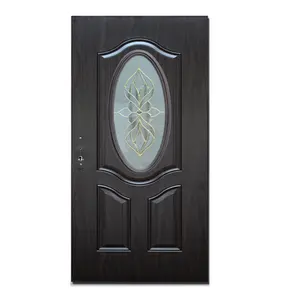 Puerta de metal hueca con diseño de huevo y 6 paneles blancos y nogal de estilo americano