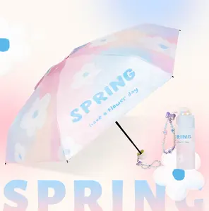 RST little girl flower printing school girl umbrella with special shining handle