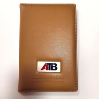 Carpeta de Cuero PU con Insignia Metálica Personalizada, Banda Elástica, Organizador de Documentos y Recibos Empresariales