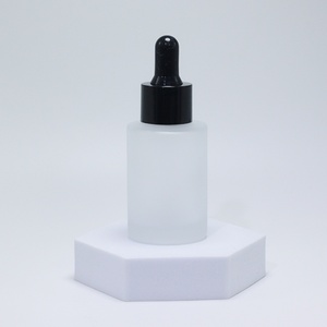 New 30ml Round Glass Transparent Frosted Flat Shoulder Dropper <b>Bottle</b> - Product Image 5