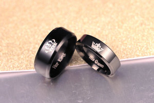 Europeo e americano il suo re-la sua regina degli uomini e delle donne anello in acciaio al titanio - Product Image 2