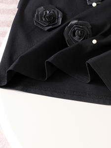 Set Abbigliamento Estivo 2026 per <span class=keywords><strong>Bambina</strong></span>, Maglietta Nera con Collo a O e Fiori 3D + Pantaloni, <span class=keywords><strong>Completo</strong></span> 2 Pezzi - Product Image 5