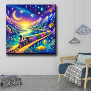 Ever Moment Fairy Dust - Pintura de Diamantes con Diseño de Tren Mágico y Río de Tesoros, Diamantes que Brillan en la Oscuridad, <span class=keywords><strong>Arte</strong></span> en Lienzo ASF2813 - Product Image 2