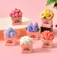 Ornamen Bunga Matahari Mawar Multiwarna Mini dalam Pot Resin untuk Dekorasi Taman Peri Lanskap Mikro dan Meja Rumah