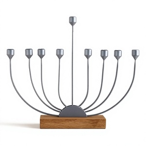 Menorah Metal Candlestick Holder Festive Decoration and <b>Dinner</b> Decor for Weddings and Easter Menorah <b>Candle</b> Stand - Product Image 1