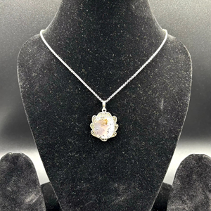 จี้เงินแท้สไตล์วินเทจสำหรับผู้หญิง925ชุบโรเดียมสีทองประดับด้วยทับทิมการออกแบบใหม่กรอบธรรมชาติ - Product Image 1