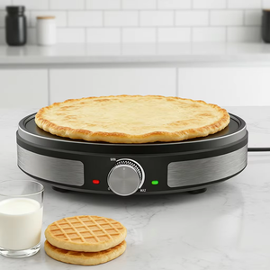 Crêpière électrique avec contrôle de température réglable et plaque antiadhésive, appareil à crêpes électrique fourni avec une spatule en bois - Product Image 5