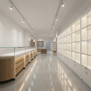<span class=keywords><strong>Vitrine</strong></span> de présentation moderne et luxueuse pour bijouterie, design intérieur personnalisé, bois, verre, éclairage LED, étanche, écologique - Product Image 1