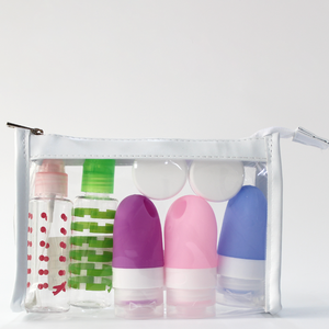 Set de viaje para rellenar botellas, botella vacía de silicona portátil, botella de plástico para champú, gel de ducha y cosméticos - Product Image 1