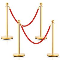 Poteaux de séparation en acier inoxydable pour tapis rouge, poteaux de gestion de file d'attente, poteaux de signalisation avec corde en velours