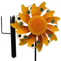 Oniya Tournesol Cinétique Éolienne Multicouche en Métal, Piquet de Jardin, Décoration Artistique pour Pelouse Extérieure