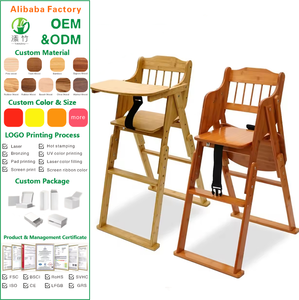 เก้าอี้สูงสำหรับเด็กแบบพับได้ ทำจากไม้ไผ่ เป็นมิตรกับสิ่งแวดล้อม ขายดีที่สุด พร้อมถาดปรับระดับได้และดีไซน์ทันสมัย - Product Image 1