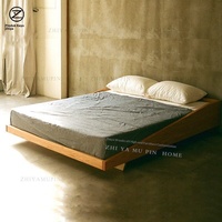 Cama Baja Tatami de Madera Maciza de Roble, Estilo Nórdico Japonés Moderno y Sencillo, Tipo Flotante para Alojamiento