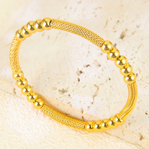New Arrivals Simple Design Gold Beads <b>Bangles</b> 21k Gold Plated Brazilian Bridal Stackable Bracelet Jewelry for Party Gift - Product Image 3