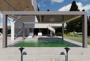 Yeni tasarım su geçirmez geri çekilebilir Louvered alüminyum Powder bahçe mobilyaları toz kaplı çerçeve ile Metal güneşlik - Product Image 2