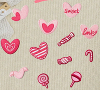 Patch brodé cœur rose sucré pour sac à main, patch décoratif en tissu bonbon DIY, accessoires vestimentaires