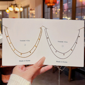 Collana Classica Stile Fiume Stellato, Gioiello Placcato Oro 18k in Acciaio Inossidabile, Doppio Strato <span class=keywords><strong>con</strong></span> Nappine e Perline - Product Image 2