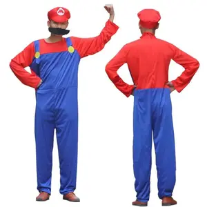 Mario Bros Body Costume avec Body Luigi Hats Cap Moustaches pour Fancy Cosplay Outfit Costume