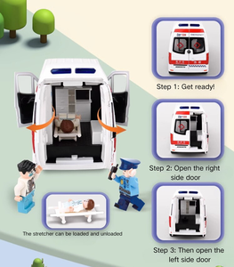 Ambulancia Eléctrica de Simulación Unisex 1/24, Bloques de Construcción Metálicos, Figura de Aleación Fundida a Presión, Juguete de Coche para Niños con Puertas que se Abren, Efectos de Luz y Sonido - Product Image 5