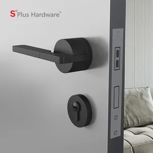 Cerradura de manija de puerta de hardware de hotel, juego de cerradura de manija de puerta de palanca de dormitorio de aleación de zinc interior gris