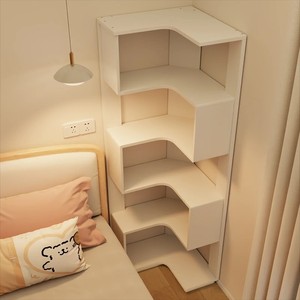 Modern Minimalist MDF Home Living Room Corner <b>Wall</b>-<b>Mounted</b> Multi-Tiered Storage Rack Shelf Partition Organizer Bookshelf - Product Image 2