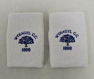 Özel Logo nakış yumuşak pamuk atletik Terry bez örme atletik ter bandı bileklik - Product Image 5