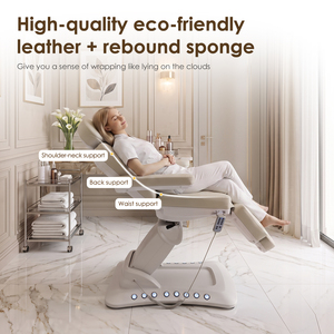 Sillón de Tratamiento Cosmetológico Eléctrico Ajustable Moderno con Luz Ambiental LED, Base de Cuero PU, Cama para Tatuajes y Pestañas, Cama Facial - Product Image 4