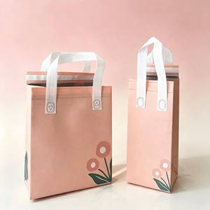 กระเป๋าเก็บความร้อนลายดอกไม้สำหรับใส่อาหารกลับบ้าน  กระเป๋าฟอยล์อะลูมิเนียมสำหรับส่งอาหารร้อน-เย็น พร้อมหูหิ้ว  ขายส่ง  กระเป๋าหิ้วลายดอกไม้แบบใช้ซ้ำได้ - Product Image 1
