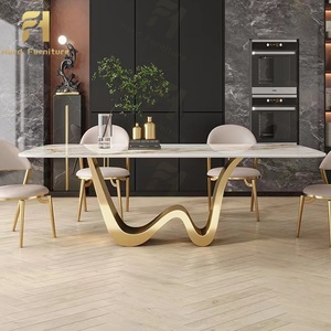 <span class=keywords><strong>Tavolo</strong></span> <span class=keywords><strong>da</strong></span> <span class=keywords><strong>Pranzo</strong></span> di Design Creativo con Gambe Curve e Base Aerodinamica, Piano in Pietra di Lusso per Arredamento <span class=keywords><strong>Sala</strong></span> <span class=keywords><strong>da</strong></span> <span class=keywords><strong>Pranzo</strong></span> - Product Image 1