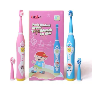 Brosse à dents électronique pour enfants, accessoire buccal avec Logo imprimé gratuit, outil à dents souple et musical, avec tête de remplacement, vente en gros, usine,