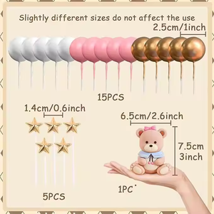 อุปกรณ์ตกแต่งเค้กวันเกิดรูปหมีสีชม<span class=keywords><strong>พ</strong></span>ูสำหรับเด็กปาร์ตี้อีสเตอร์คริสต์มาสสำหรับ<span class=keywords><strong>คั</strong></span><span class=keywords><strong>พ</strong></span><span class=keywords><strong>เค้ก</strong></span>และวันเกิด - Product Image 5