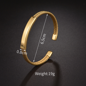 POYA Hot Sale Wire Cuff Black <strong>Silver</strong> Gold Bracelet <strong>Men</strong> Women Stainless Titanium Steel Bracelet Open <strong>Bangle</strong> - Product Image 2